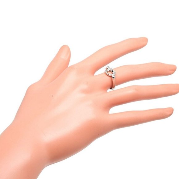 TIFFANY&Co. Open heart Ring Pt950Platinum/6P diamond #4.5(US Size) 6.21g Women - Picture 10 of 10